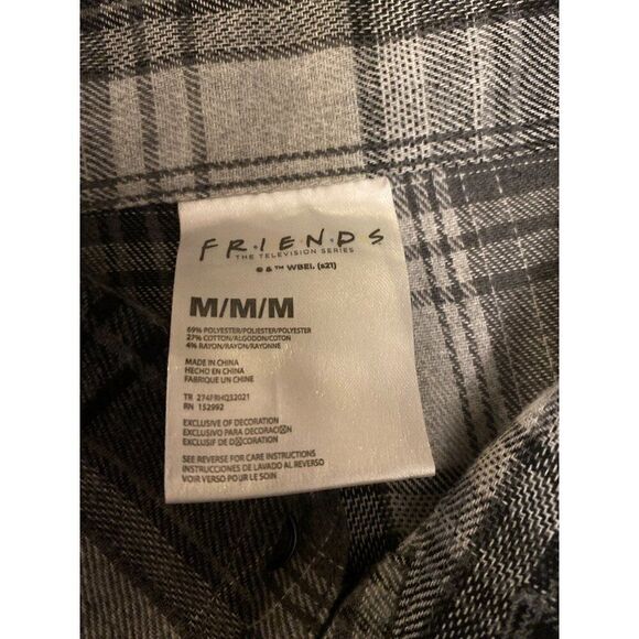 Friends The Television Series Black & White Plaid Button-Up Shirt size Medium - Picture 6 of 7